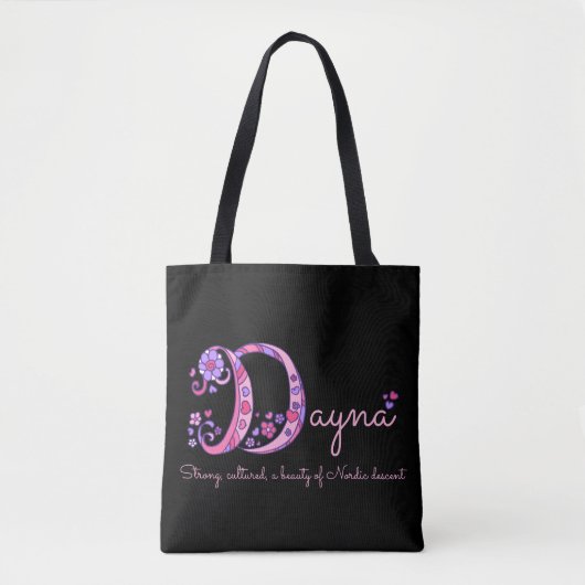 Dayna-naam en betekenis monogram zak tote bag (Voorkant)