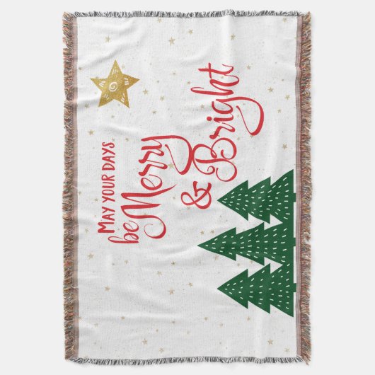 Days Be Merry Bright Red Calligraphy Sterrenbomen Deken (Voorkant Verticaal)
