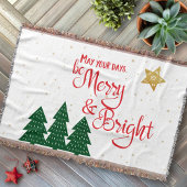 Days Be Merry Bright Red Calligraphy Sterrenbomen Deken