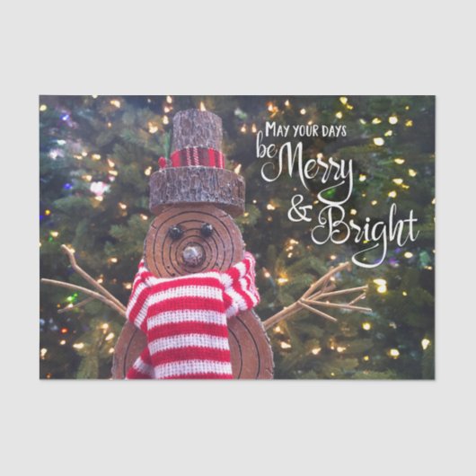 Days Be Merry en Bright Rustic Log Snowman Schatti Tissuepapier (Voorkant)