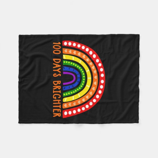 Days Brighter Fun Teacher 100ste schooldag Fleece Deken (Voorkant (Horizontaal))