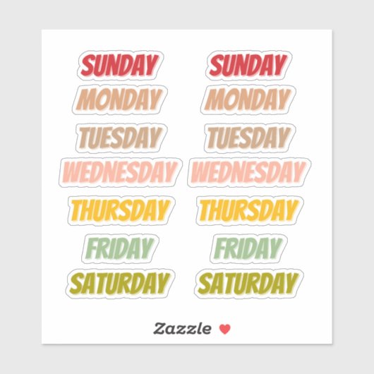 Days Color Font style Stickers (Vel)
