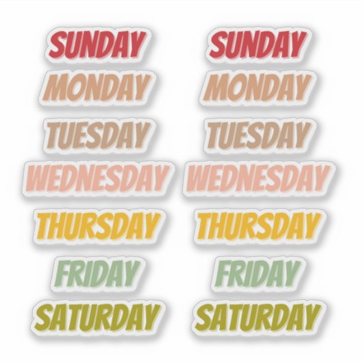 Days Color Font style Stickers (Voorkant)