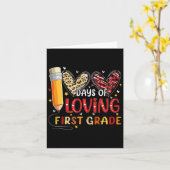 Days Of Loving First Grade Heart 100th Day Of Scho Kaart (Gele Bloem)