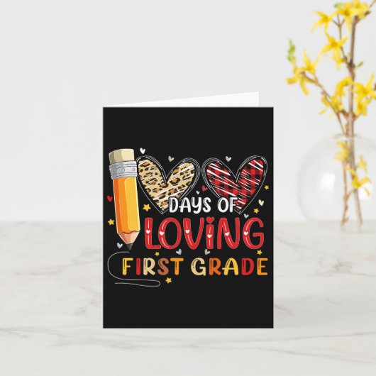 Days Of Loving First Grade Heart 100th Day Of Scho Kaart (Gele Bloem)