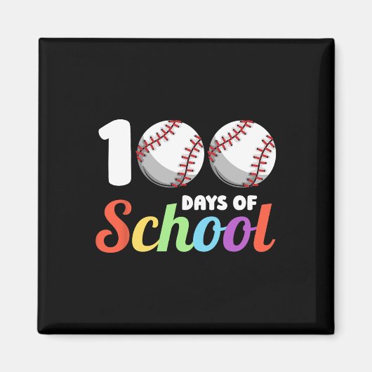 Days of School Baseball 100th Day Studenten Jongen Magneet (Voorkant)
