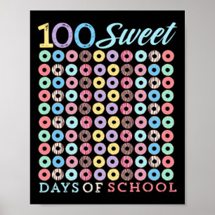 Days of School Donut Schattige 100ste Dag van de S Poster