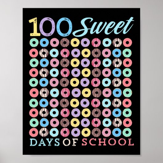 Days of School Donut Schattige 100ste Dag van de S Poster (Voorkant)