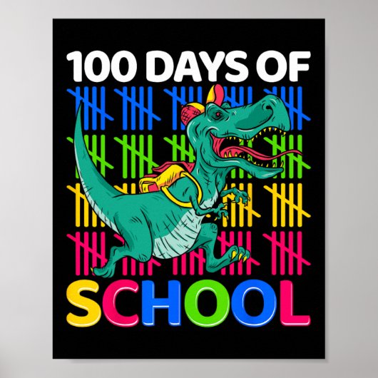 Days of School Fun Dinosaurus Docenten Kinder nieu Poster (Voorkant)