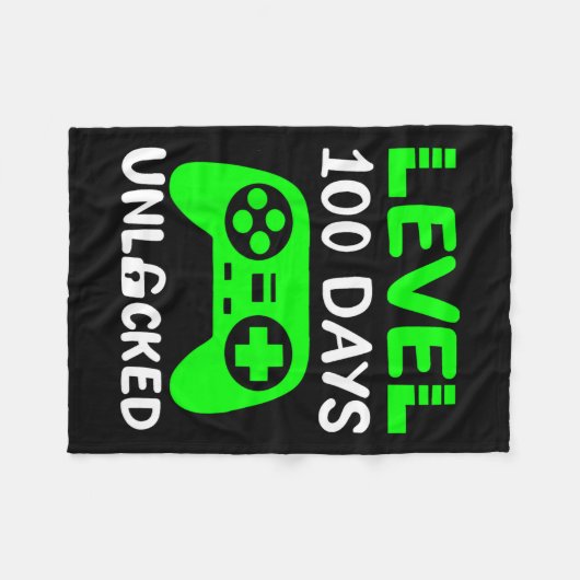 Days of School Gamer Level 100 ontgrendeld Fleece Deken (Voorkant (Horizontaal))