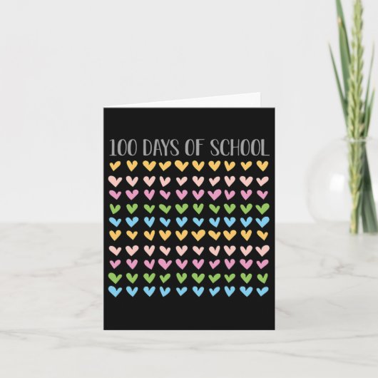 Days of School Hearts 100e  lerarenretro Kaart (Voorkant)