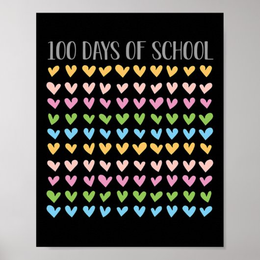 Days of School Hearts 100e lerarenretro Poster (Voorkant)