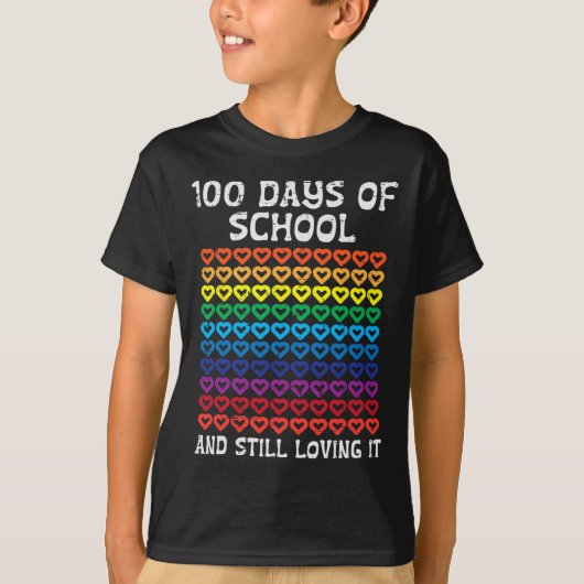 Days of School nog steeds liefdevol het harten 100 T-shirt (Voorkant)