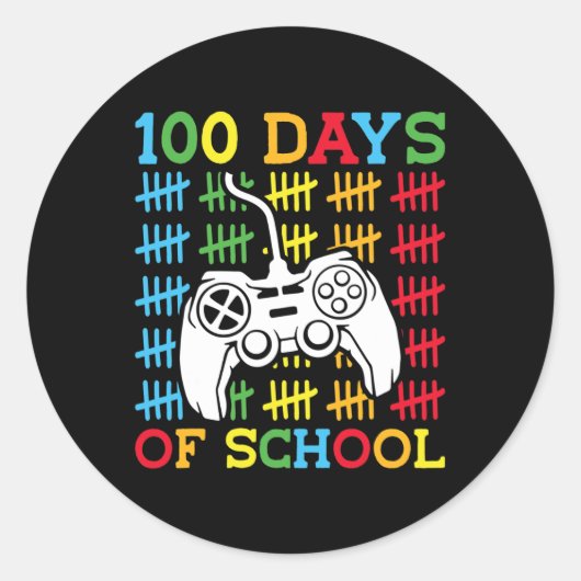 Days of School Videogames Controller Gaming Kinder Ronde Sticker (Voorkant)