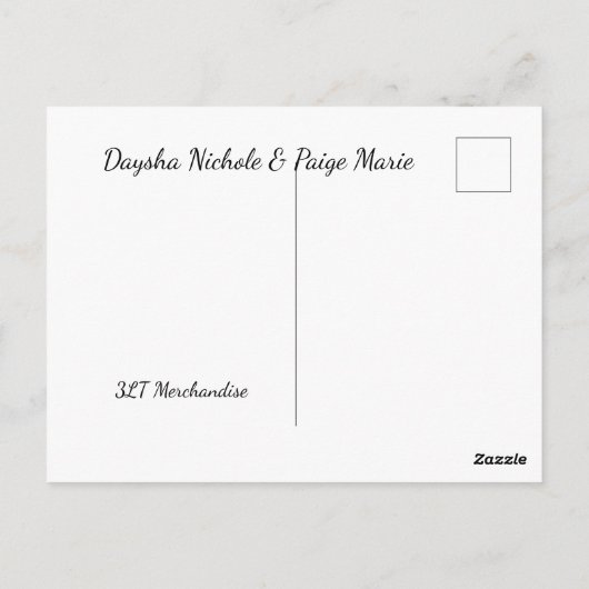 Daysha Nichole en Paige Marie, briefkaart (Achterkant)