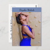 Daysha Nichole, in blauwe jurk, briefkaart (Voorkant / Achterkant)