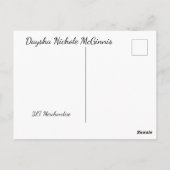 Daysha Nichole, in blauwe jurk, briefkaart (Achterkant)