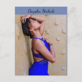 Daysha Nichole, in blauwe jurk, briefkaart (Voorkant)