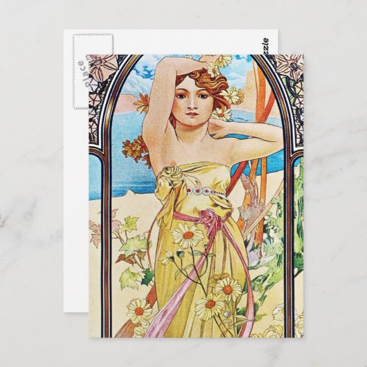 Daytime, Alphonse Mucha Briefkaart (Voorkant / Achterkant)