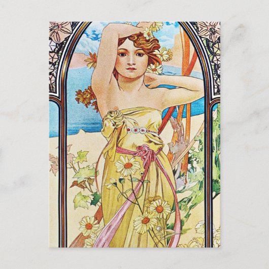 Daytime, Alphonse Mucha Briefkaart (Voorkant)