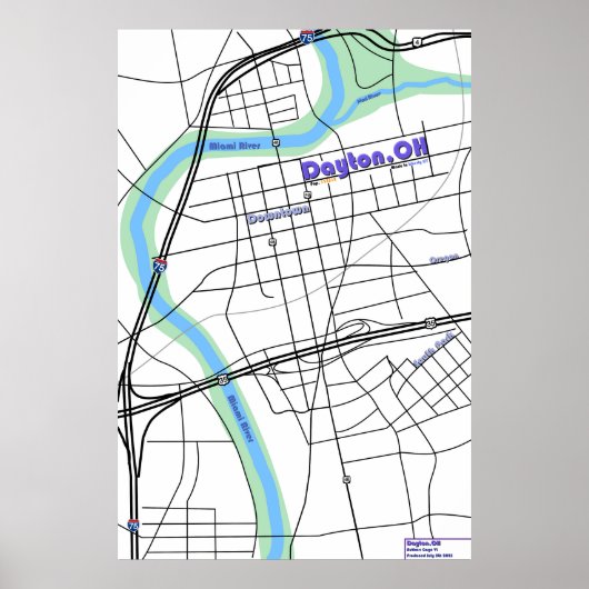 Dayton OH Kaart Poster (Voorkant)