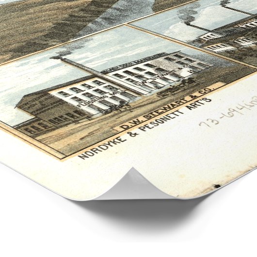 Dayton Ohio 1870 Antiek Panoramische Kaart Poster (Hoek)