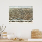 Dayton Ohio 1870 Antiek Panoramische Kaart Poster (Keuken)