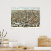 Dayton Ohio 1870 Antiek Panoramische Kaart Poster (Keuken)