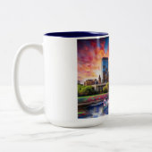 Dayton Ohio Abstracte skyline Tweekleurige Koffiemok (Links)