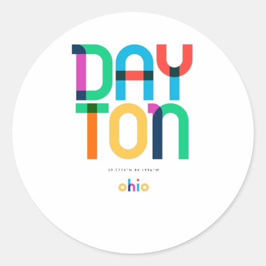 Dayton Ohio Mid Century, Pop Art, Ronde Sticker (Voorkant)