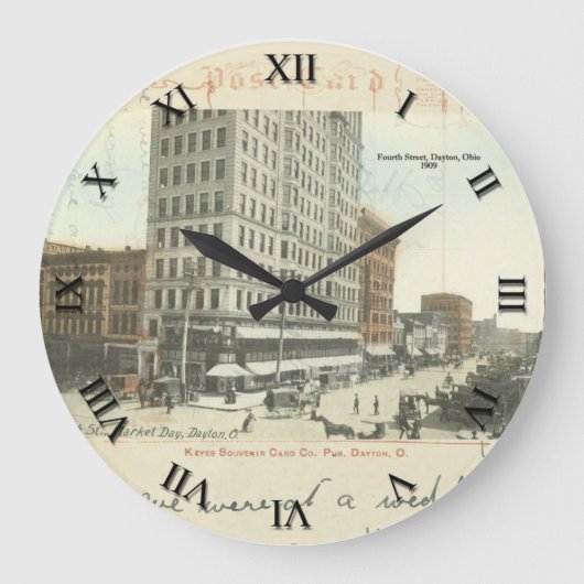 Dayton Ohio Post Card Clock - Fourth St. 1909 Grote Klok (Voorkant)