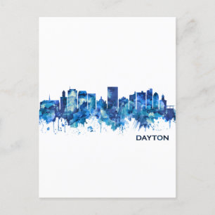 Dayton Ohio Skyline Blue Feestdagenkaart
