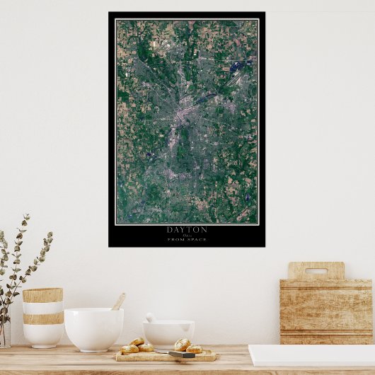 Dayton Ohio van Space Satellite Map Poster (Keuken)