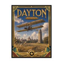 Dayton Ohio Vintage Art Deco Gouden Eeuw Ansichtka