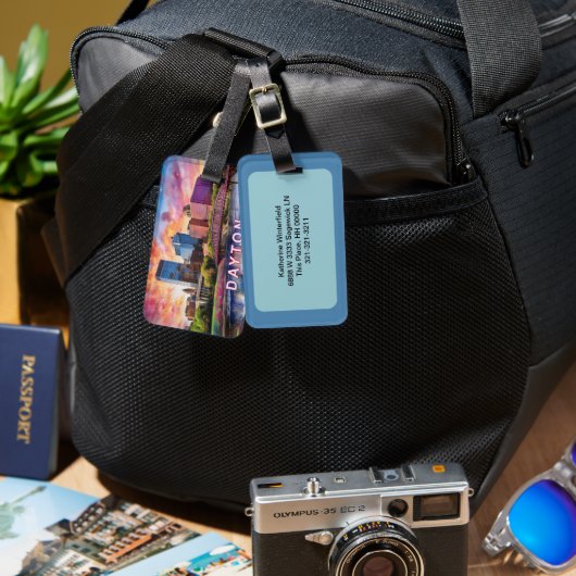 Dayton Skyline Abstracte kunst Bagagelabel (Voorkant /achterkant)