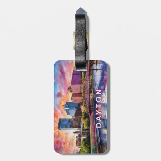 Dayton Skyline Abstracte kunst Bagagelabel (Achterkant verticaal)