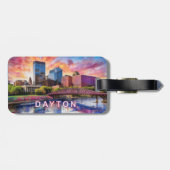 Dayton Skyline Abstracte kunst Bagagelabel (Achterkant horizontaal)