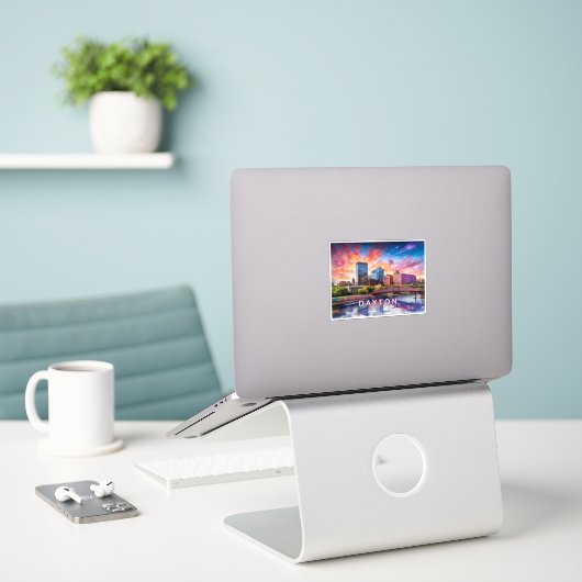 Dayton Skyline Abstracte kunst Sticker (Laptop op bureau)