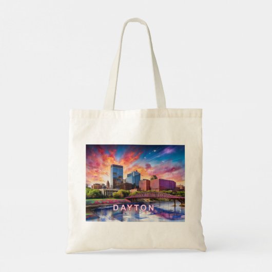 Dayton Skyline Abstracte kunst Tote Bag (Achterkant)