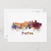 Dayton skyline in watercolor briefkaart (Voorkant / Achterkant)