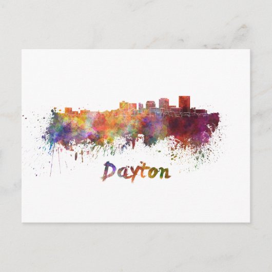 Dayton skyline in watercolor briefkaart (Voorkant)