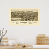Dayton, WA Panoramic Map - 1884 Poster (Keuken)