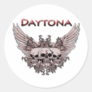 Daytona 3 Flying Skulls rood Ronde Sticker