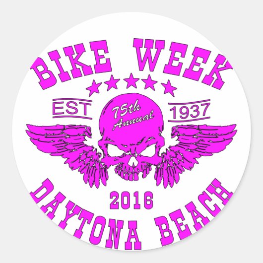 Daytona Beach Bike Week 2016 Ronde Sticker (Voorkant)