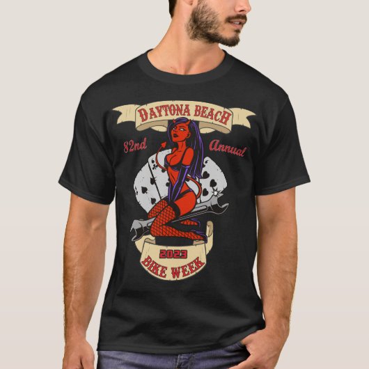 Daytona Beach Bike Week 2023 Biker Babe T-shirt (Voorkant)