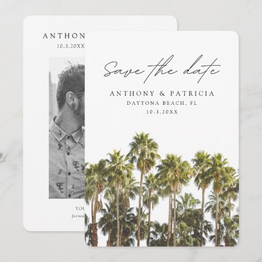 Daytona Beach Bruiloft Florida Save the Date Kaart (Voorkant / Achterkant)