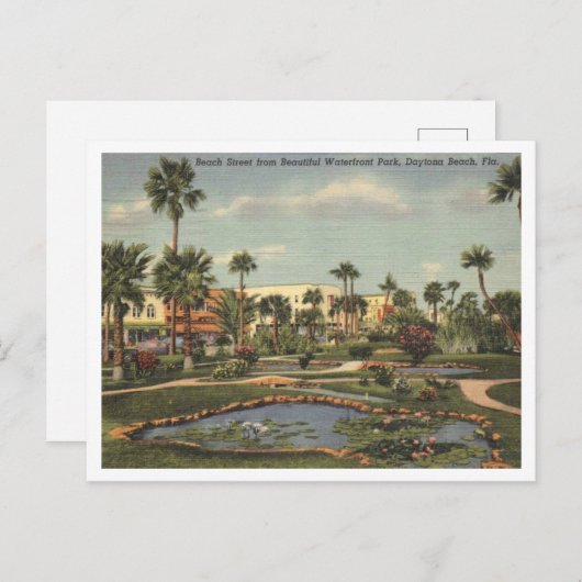 Daytona Beach FL, Beach Street Uitzicht, 1950 Geïn Briefkaart (Voorkant / Achterkant)