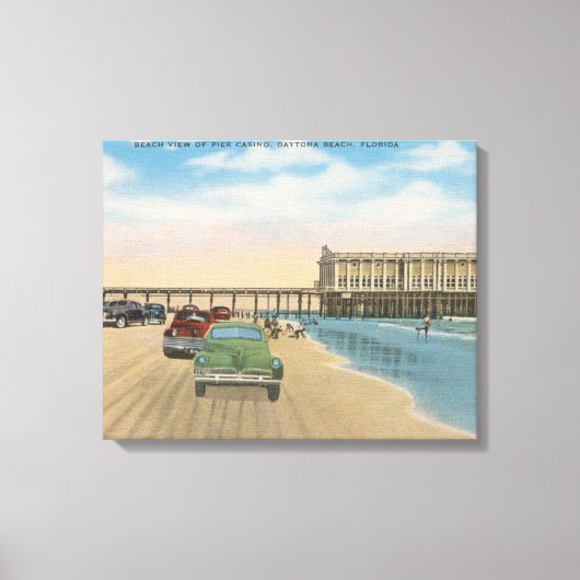 Daytona Beach, FL - Beach Uitzicht van Pier Casino Canvas Afdruk (Voorkant)