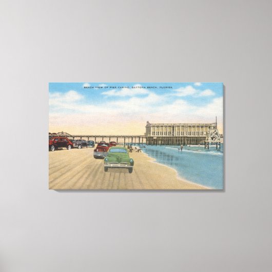 Daytona Beach, FL - Beach Uitzicht van Pier Casino Canvas Afdruk (Voorkant)
