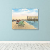 Daytona Beach, FL - Beach Uitzicht van Pier Casino Canvas Afdruk (Insitu (Houten vloer))